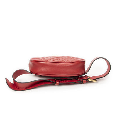 Gucci Marmont Belt Bag Red Matelasse Chez Blanc Leather