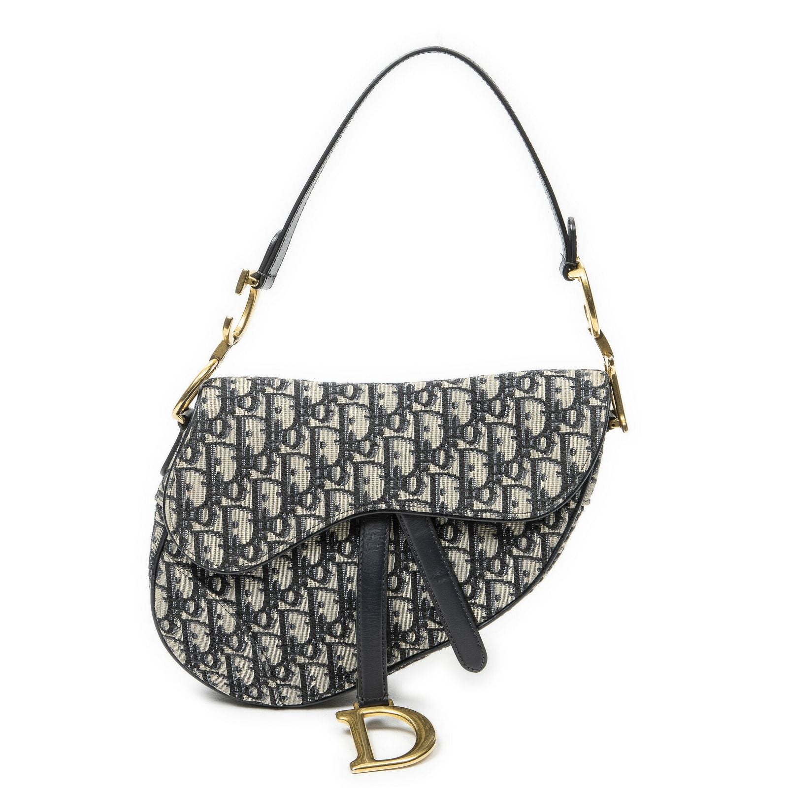 Dior New Saddle Bag Navy Beige Oblique Peacock Canvas