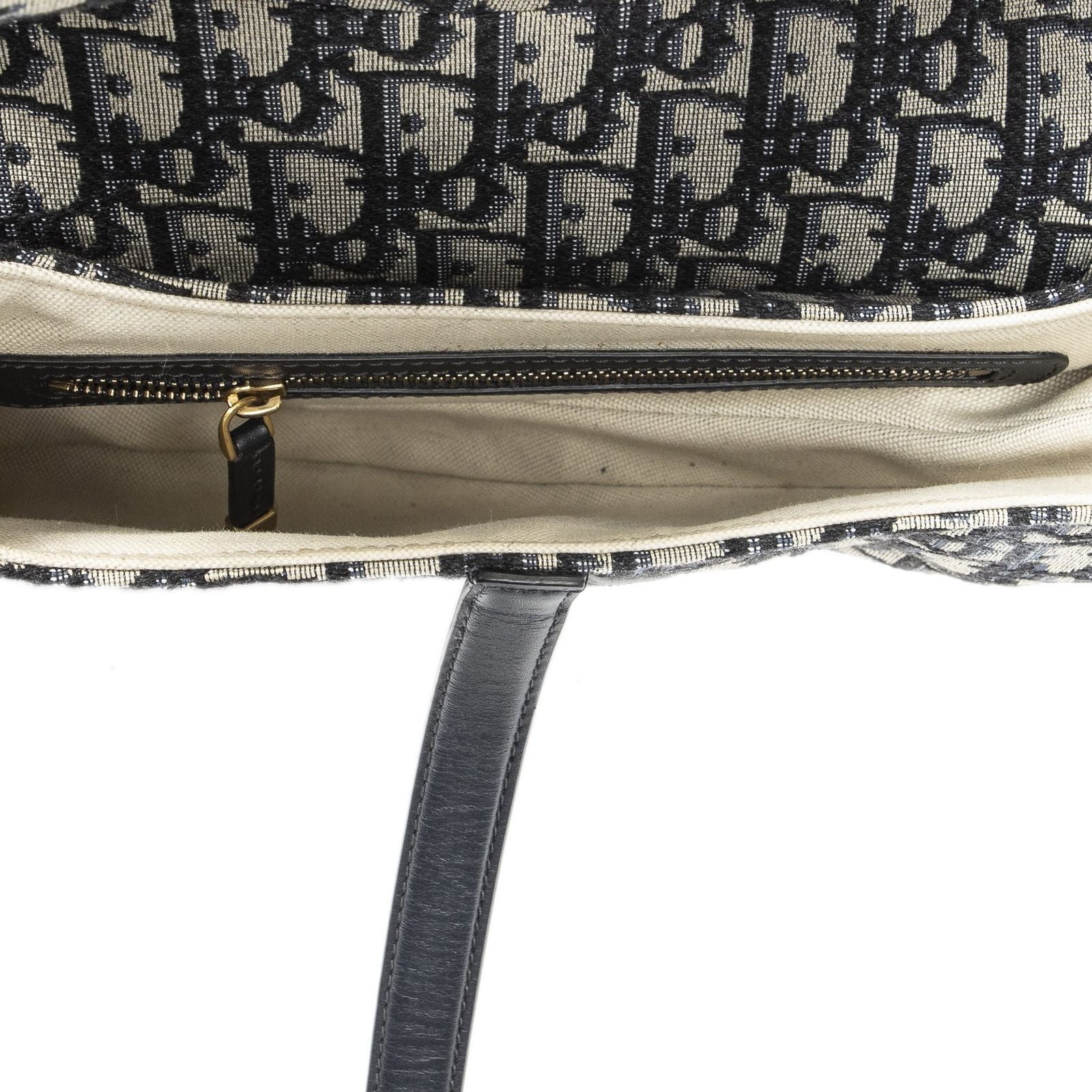 Dior New Saddle Bag Navy Beige Oblique Peacock Canvas