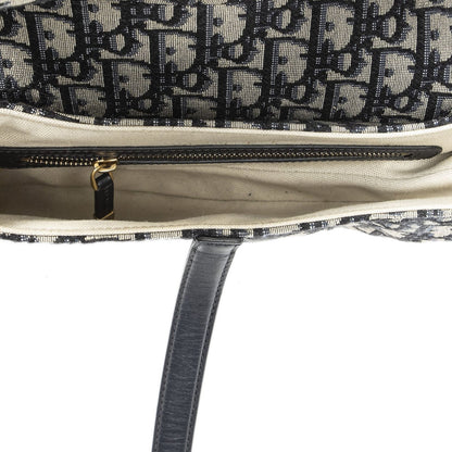 Dior New Saddle Bag Navy Beige Oblique Peacock Canvas