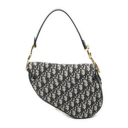 Dior New Saddle Bag Navy Beige Oblique Peacock Canvas