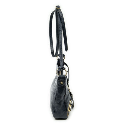 Balenciaga Metallic Edge Hip Crossbody Navy Gray Calfskin Leather