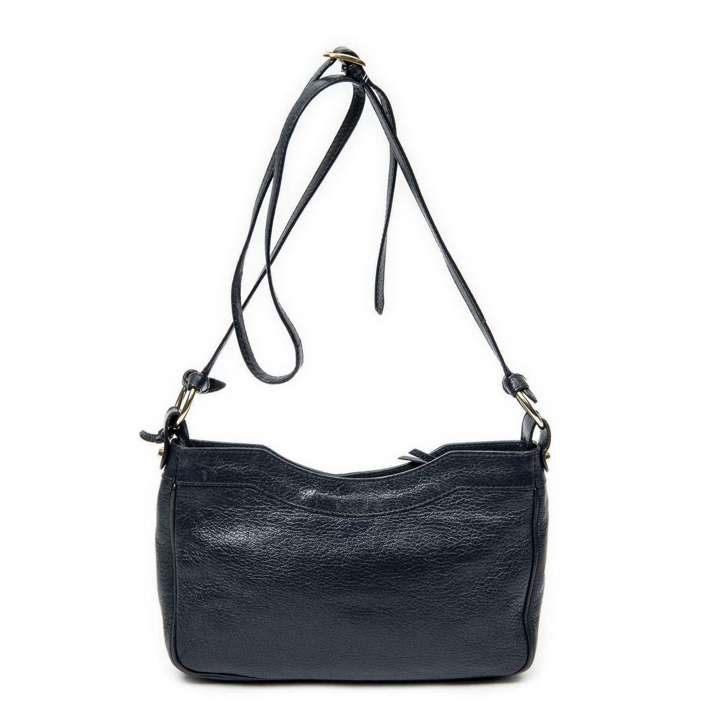 Balenciaga Metallic Edge Hip Crossbody Navy Gray Calfskin Leather
