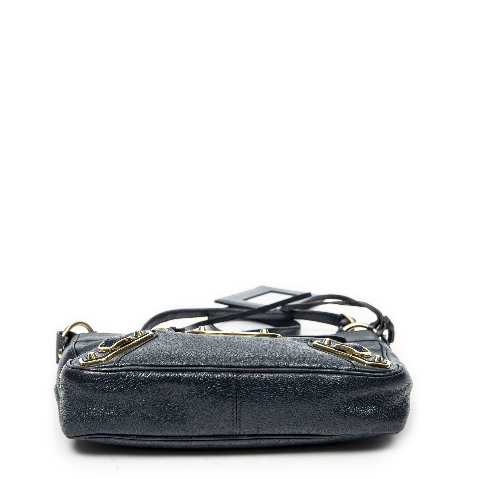 Balenciaga Metallic Edge Hip Crossbody Navy Gray Calfskin Leather