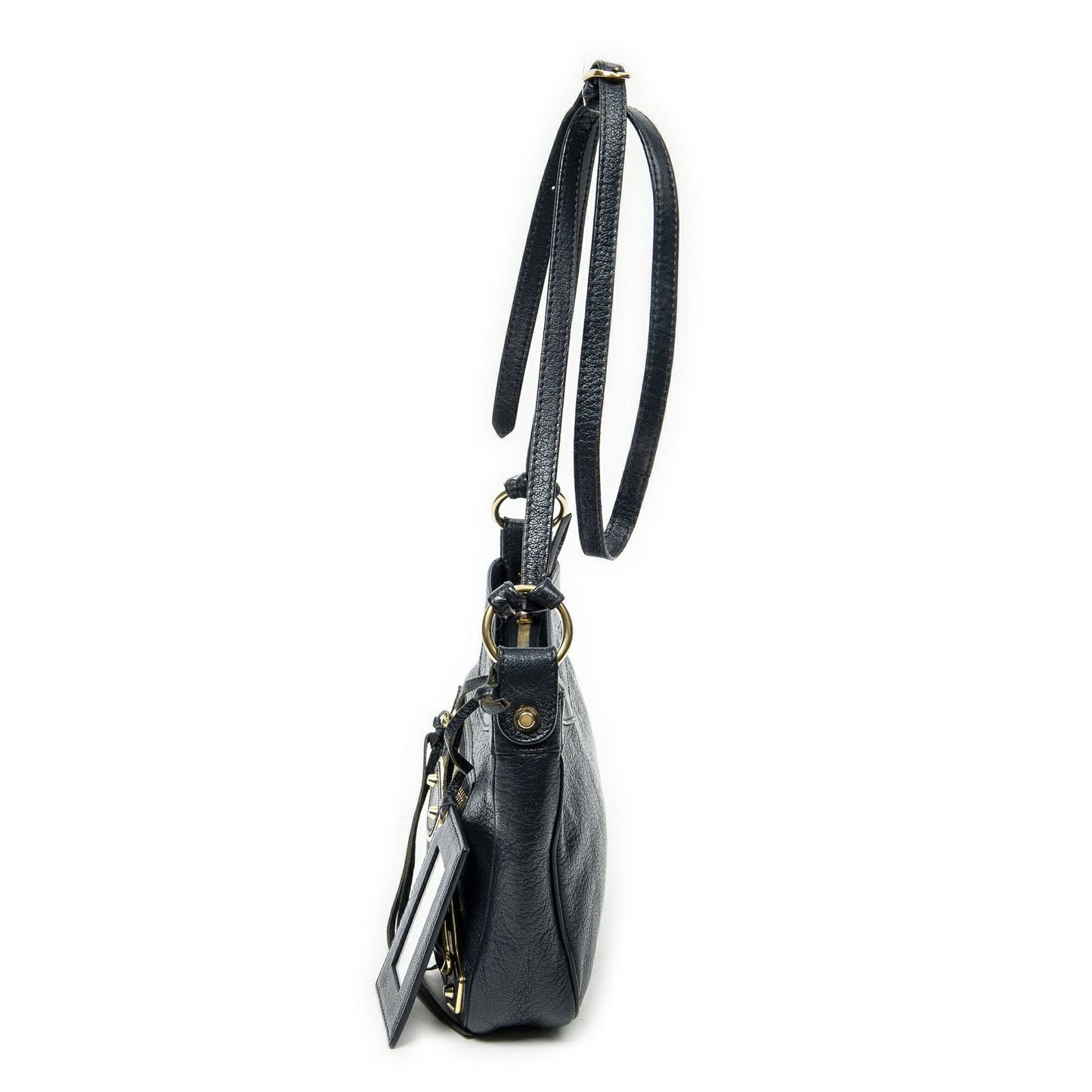 Balenciaga Metallic Edge Hip Crossbody Navy Gray Calfskin Leather