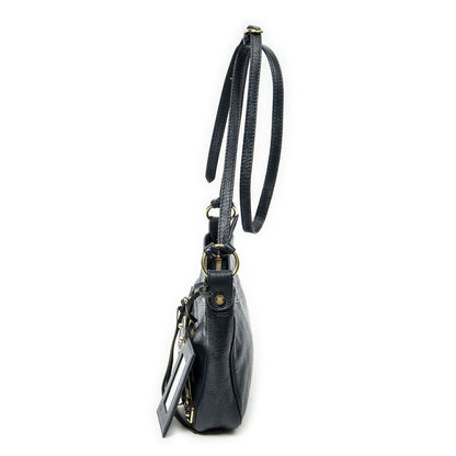 Balenciaga Metallic Edge Hip Crossbody Navy Gray Calfskin Leather