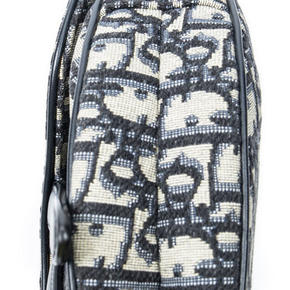 Dior New Saddle Bag Navy Beige Oblique Peacock Canvas