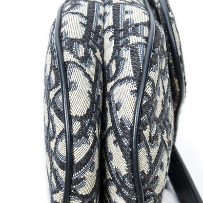 Dior New Saddle Bag Navy Beige Oblique Peacock Canvas