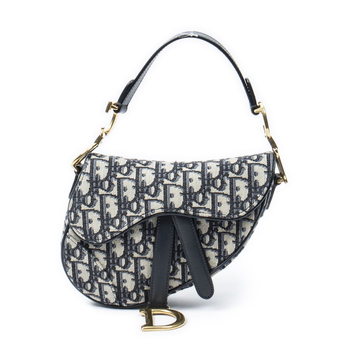 Dior New Saddle Bag Navy Beige Oblique Peacock Canvas