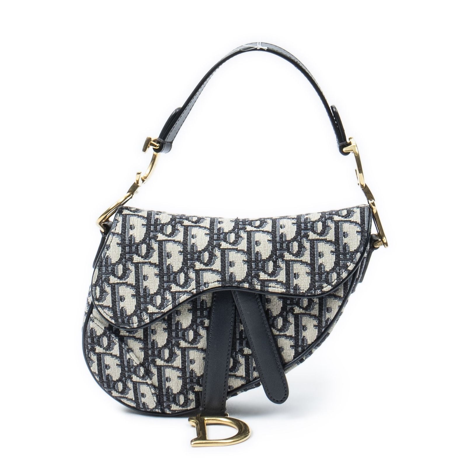 Dior New Saddle Bag Navy Beige Oblique Peacock Canvas