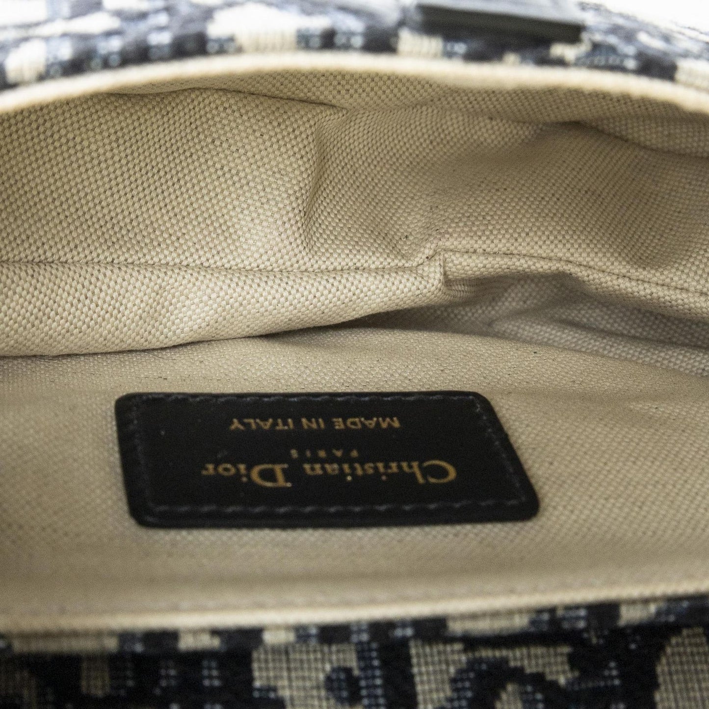 Dior New Saddle Bag Navy Beige Oblique Peacock Canvas