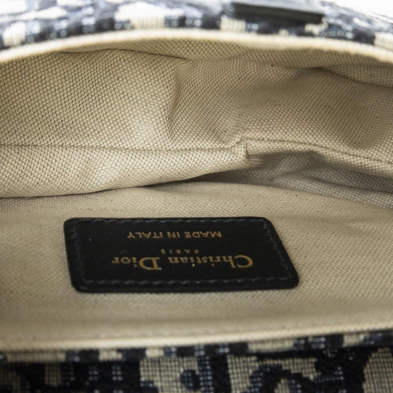 Dior New Saddle Bag Navy Beige Oblique Peacock Canvas