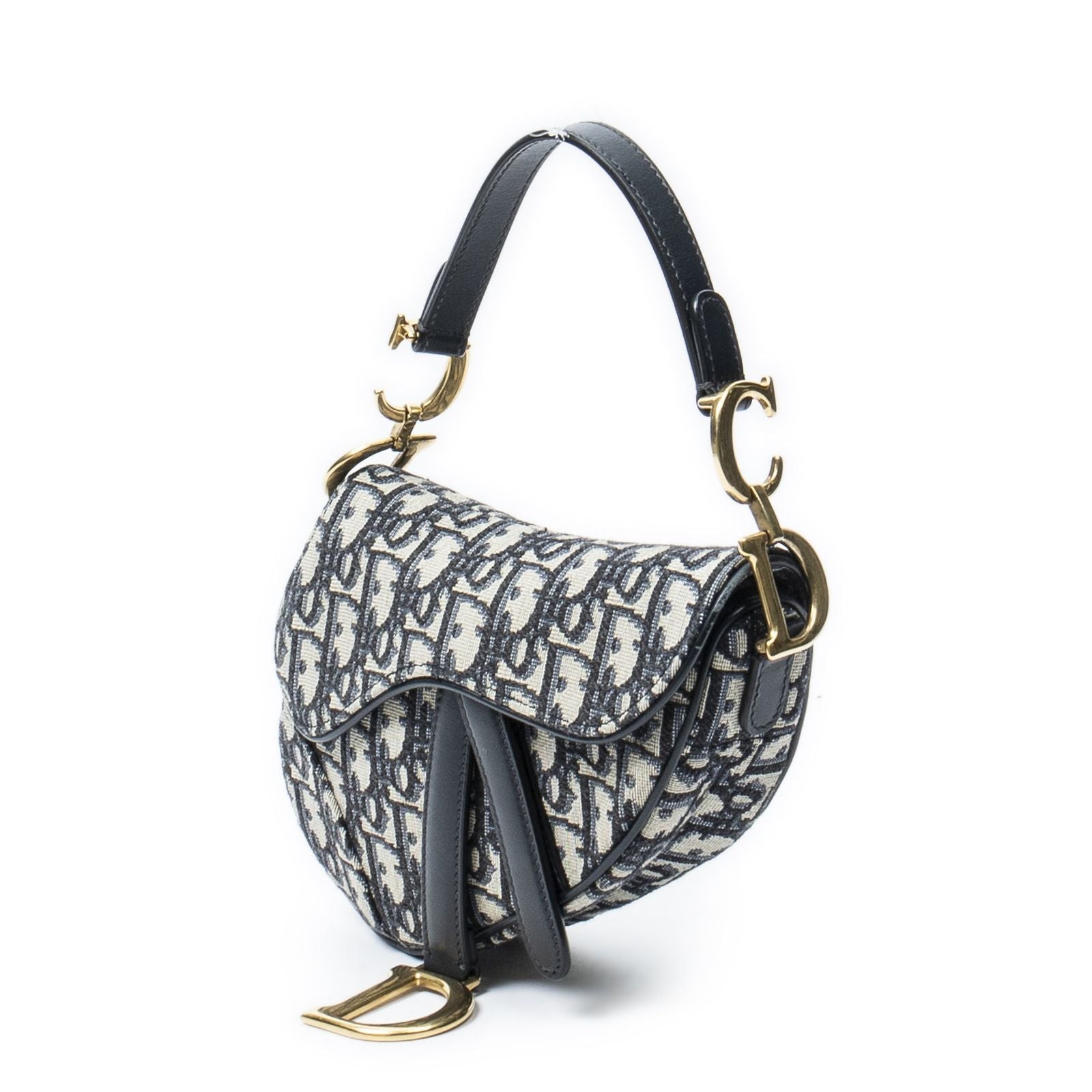 Dior New Saddle Bag Navy Beige Oblique Peacock Canvas