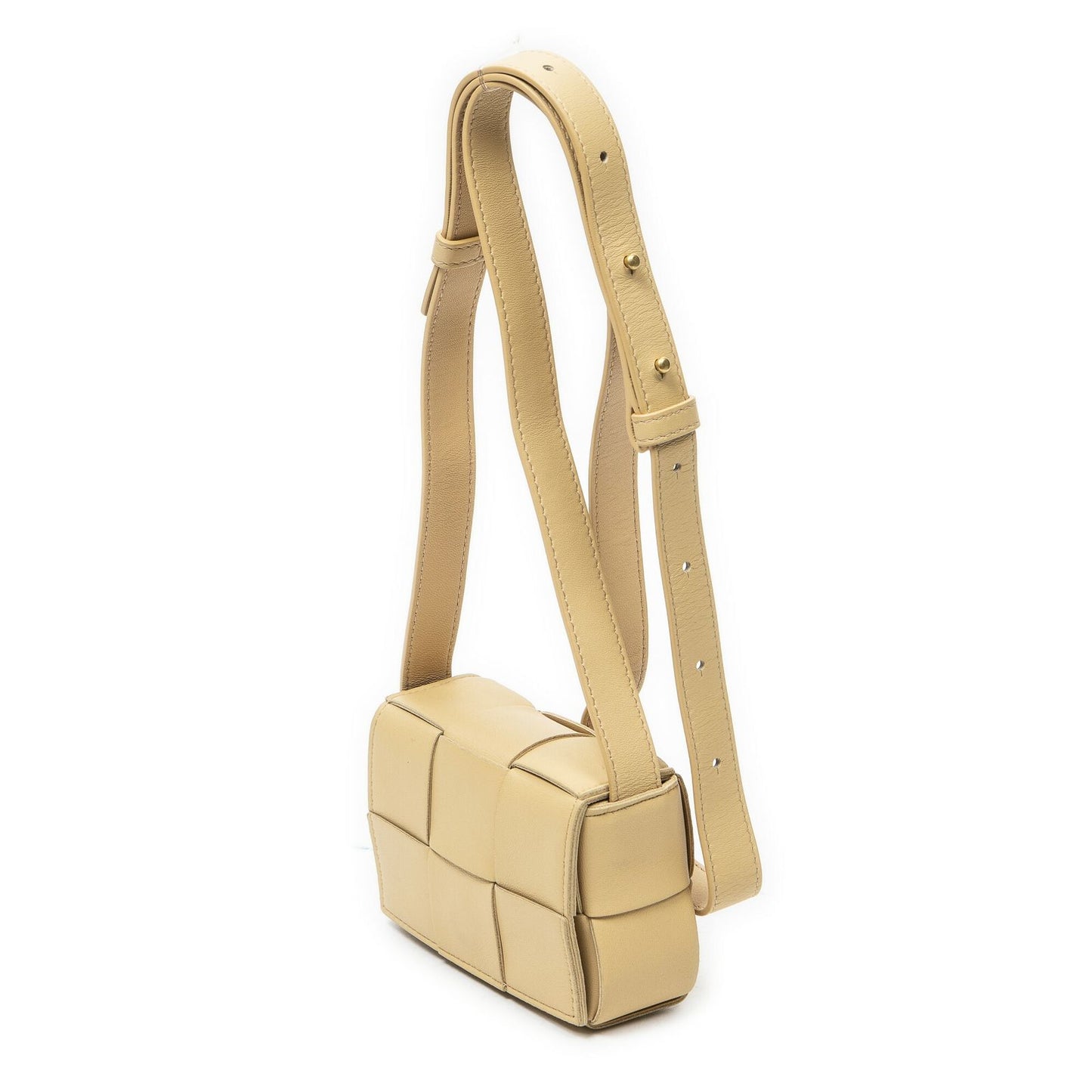 Bottega Veneta Mini Cassette Crossbody Beige Maxi Intrecciato Leather