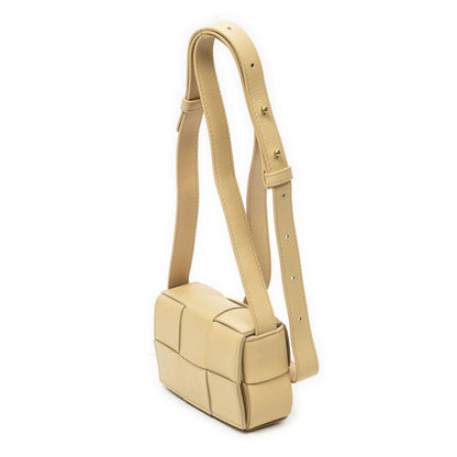 Bottega Veneta Mini Cassette Crossbody Beige Maxi Intrecciato Leather