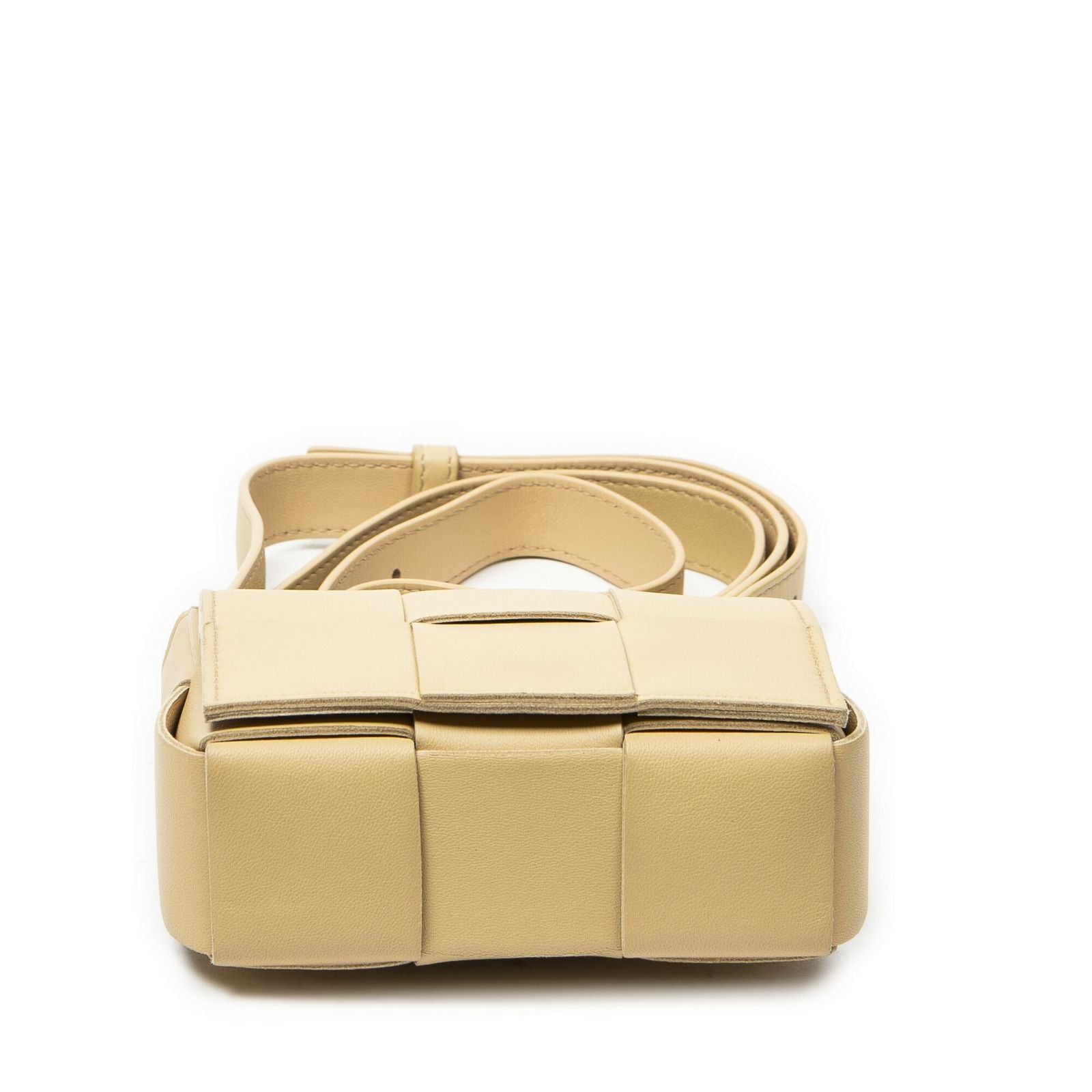 Bottega Veneta Mini Cassette Crossbody Beige Maxi Intrecciato Leather