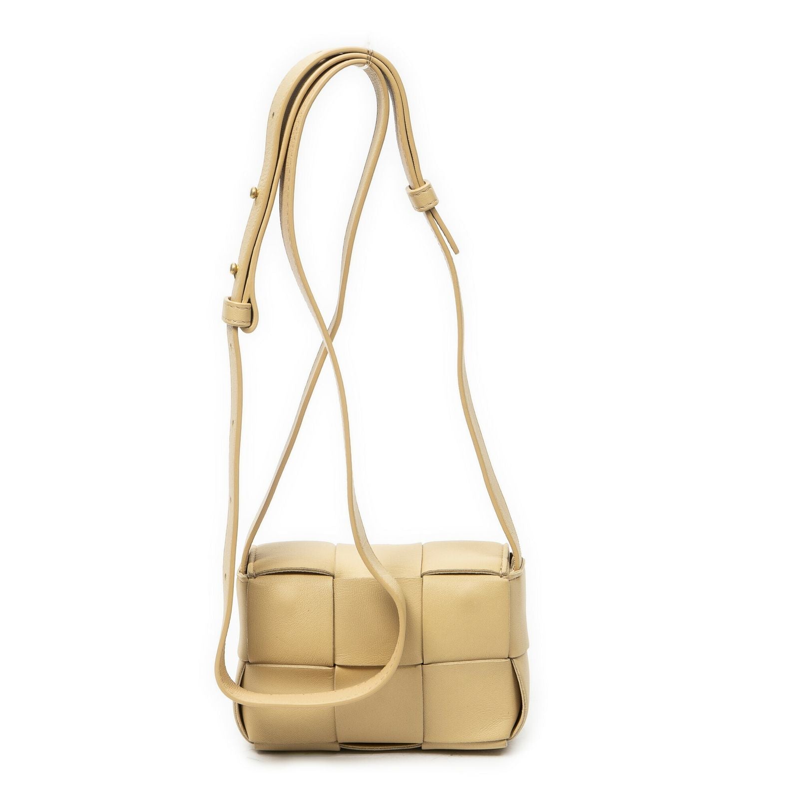 Bottega Veneta Mini Cassette Crossbody Beige Maxi Intrecciato Leather