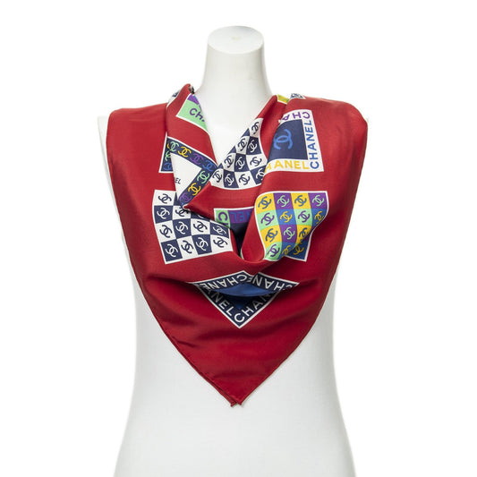 Chanel Scarf Red Silk
