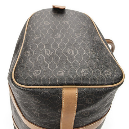 Dior Boston Brown Gray Honeycomb Canvas Shoulder Bag