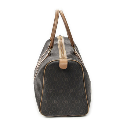Dior Boston Brown Gray Honeycomb Canvas Shoulder Bag