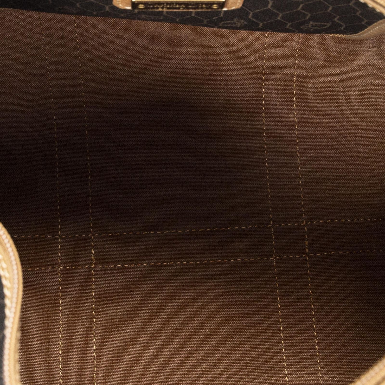 Dior Boston Brown Gray Honeycomb Canvas Shoulder Bag