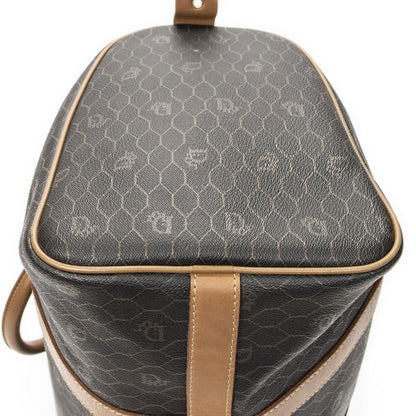 Dior Boston Brown Gray Honeycomb Canvas Shoulder Bag