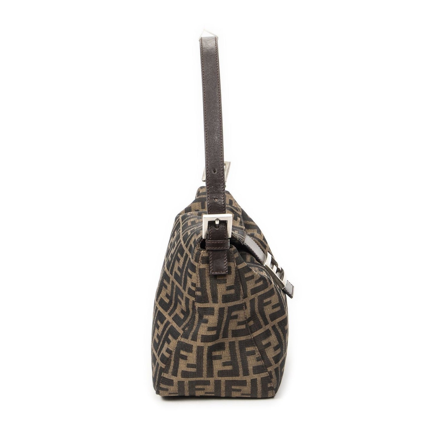 Fendi Small Fold Over Baguette Brown Zucca Canvas