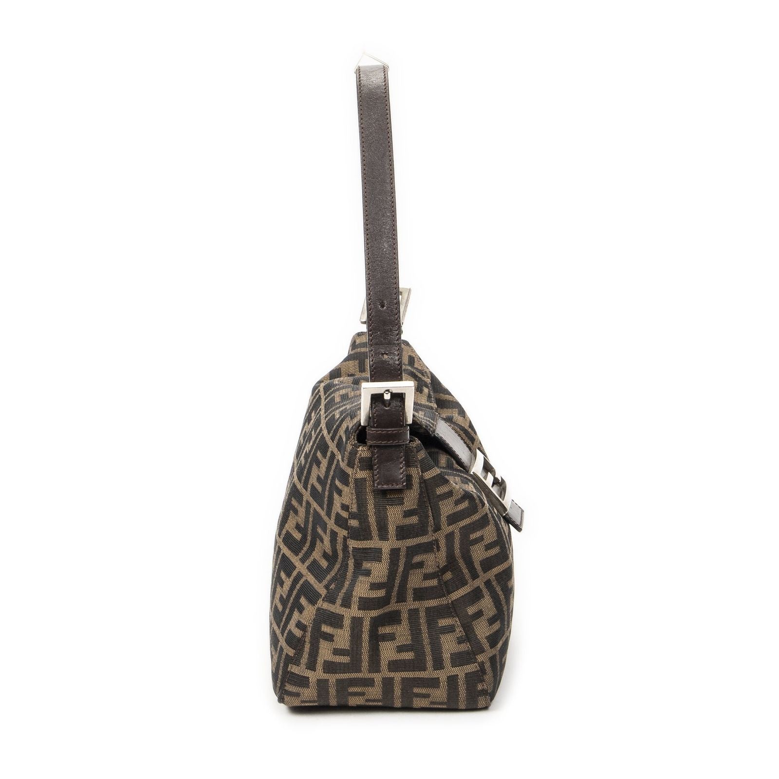 Fendi Small Fold Over Baguette Brown Zucca Canvas
