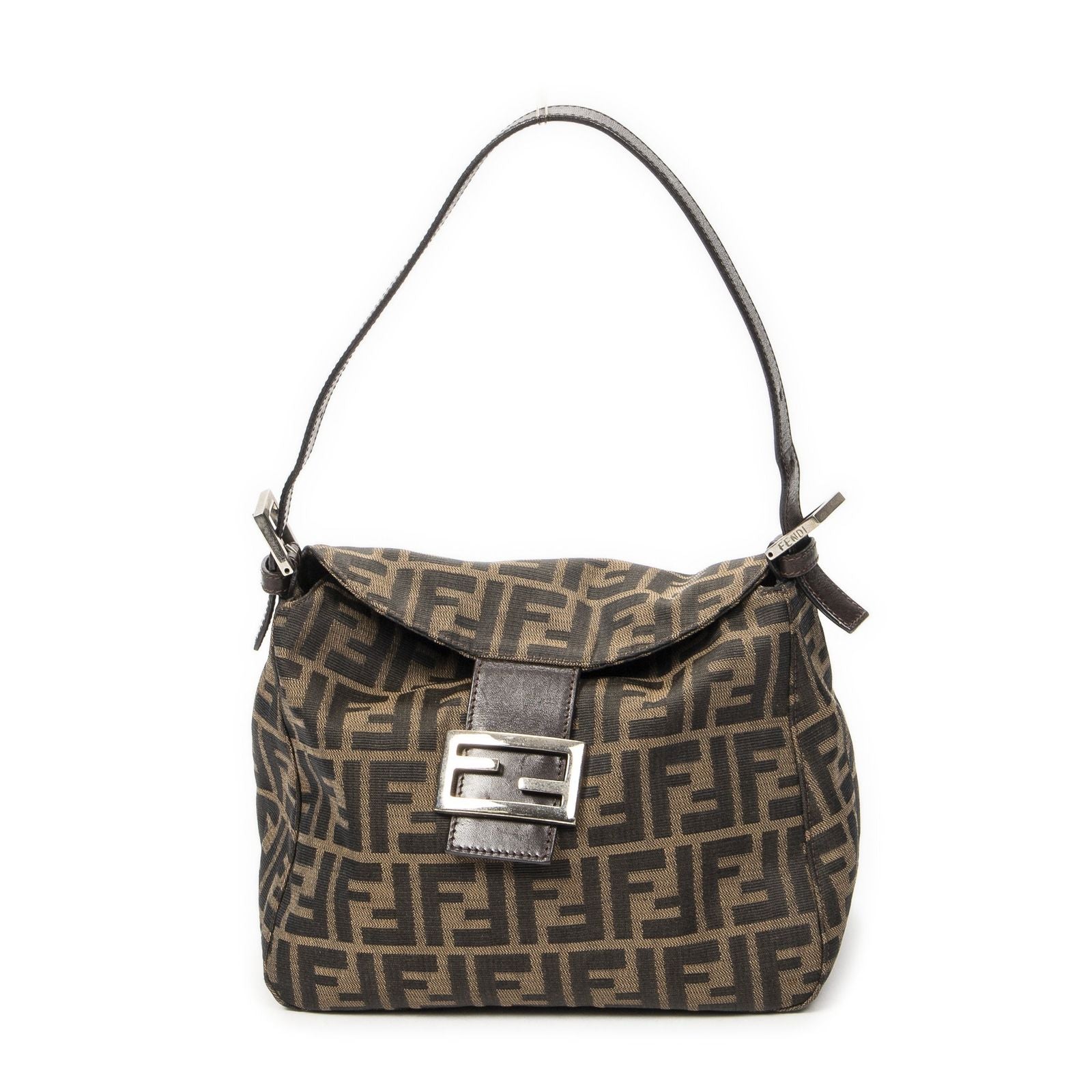 Fendi Small Fold Over Baguette Brown Zucca Canvas