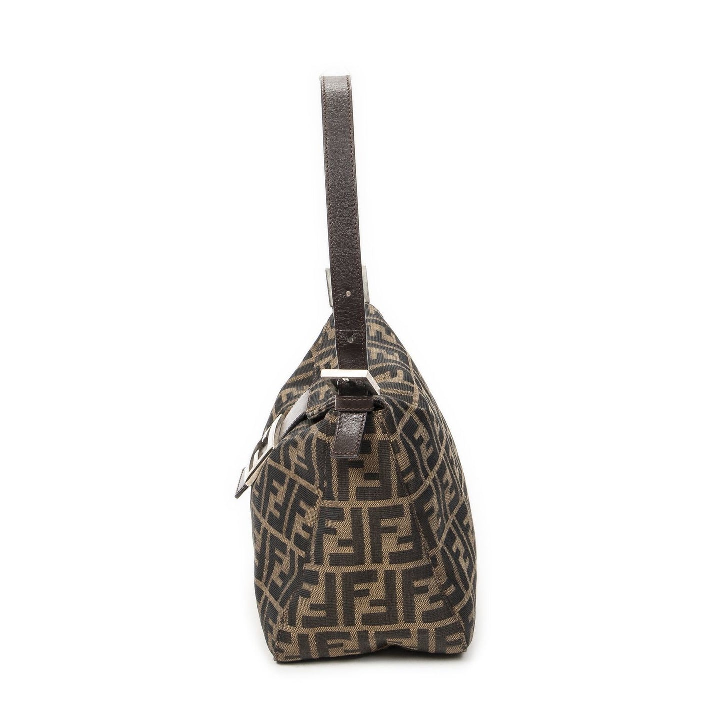Fendi Small Fold Over Baguette Brown Zucca Canvas