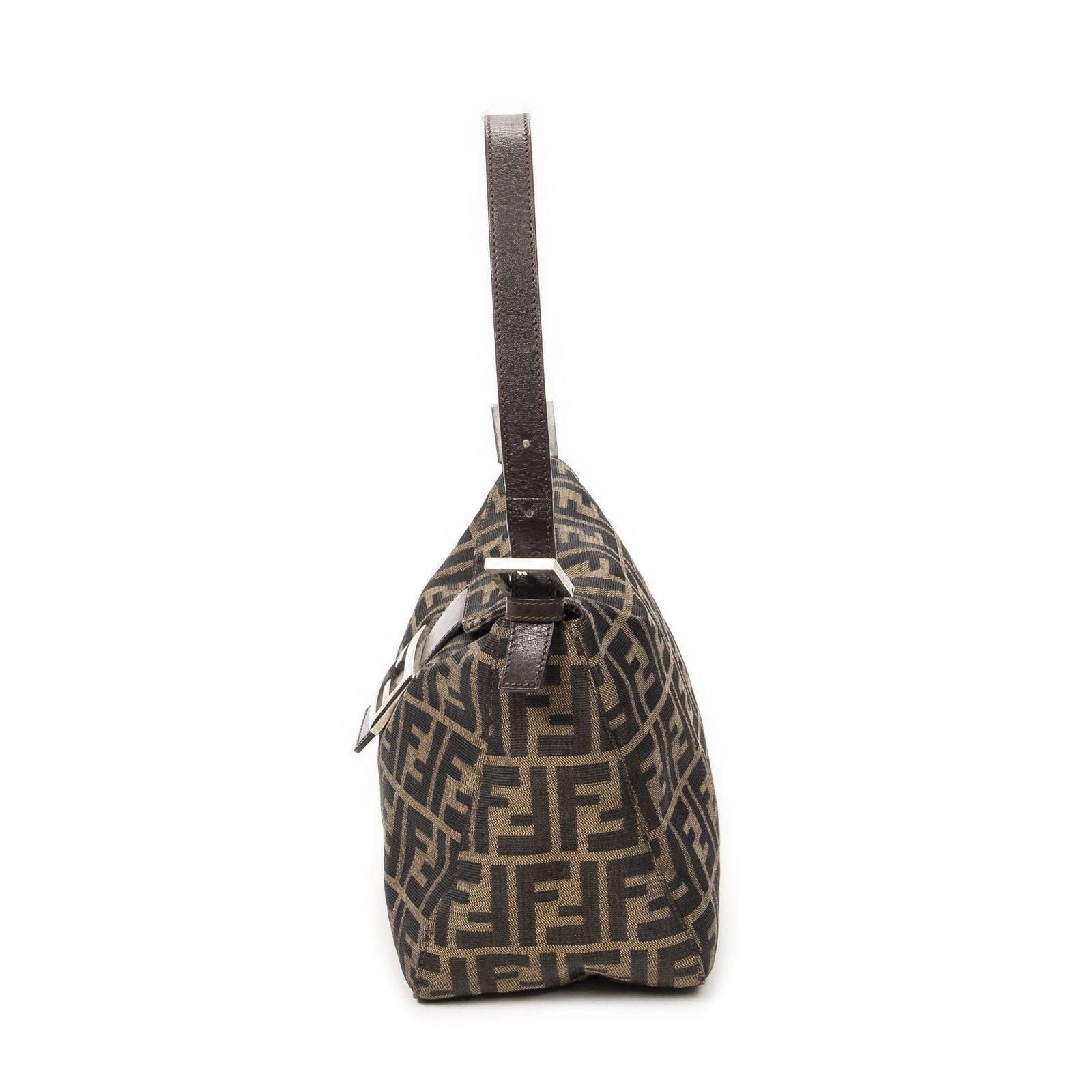 Fendi Small Fold Over Baguette Brown Zucca Canvas