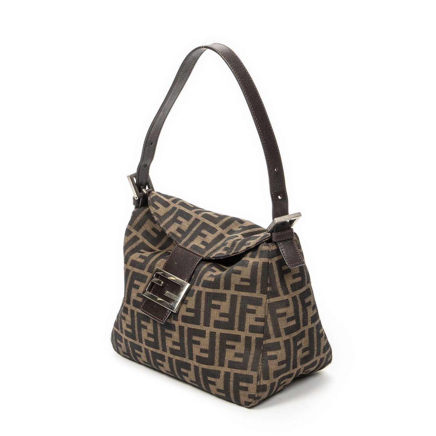 Fendi Small Fold Over Baguette Brown Zucca Canvas