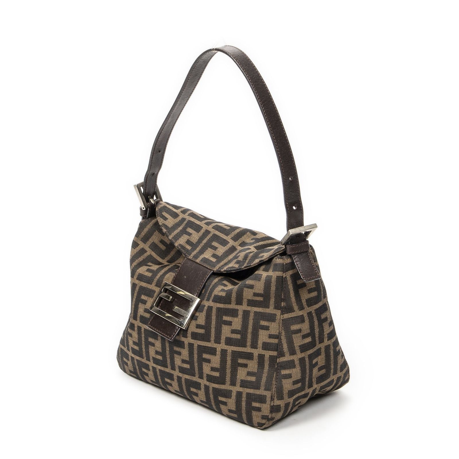 Fendi Small Fold Over Baguette Brown Zucca Canvas