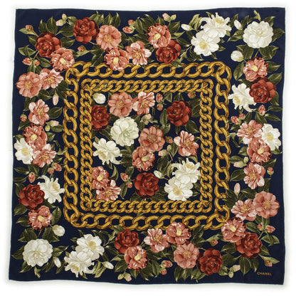 Chanel Scarf Navy Pink White Silk