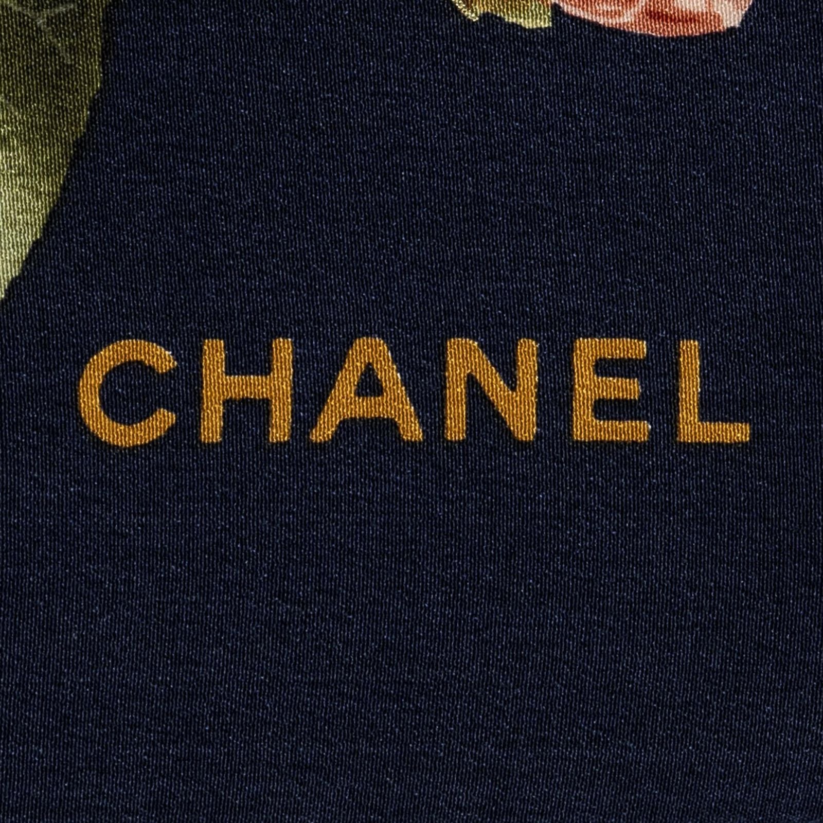 Chanel Scarf Navy Pink White Silk
