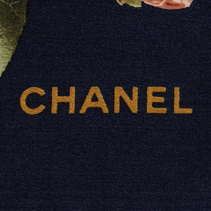 Chanel Scarf Navy Pink White Silk