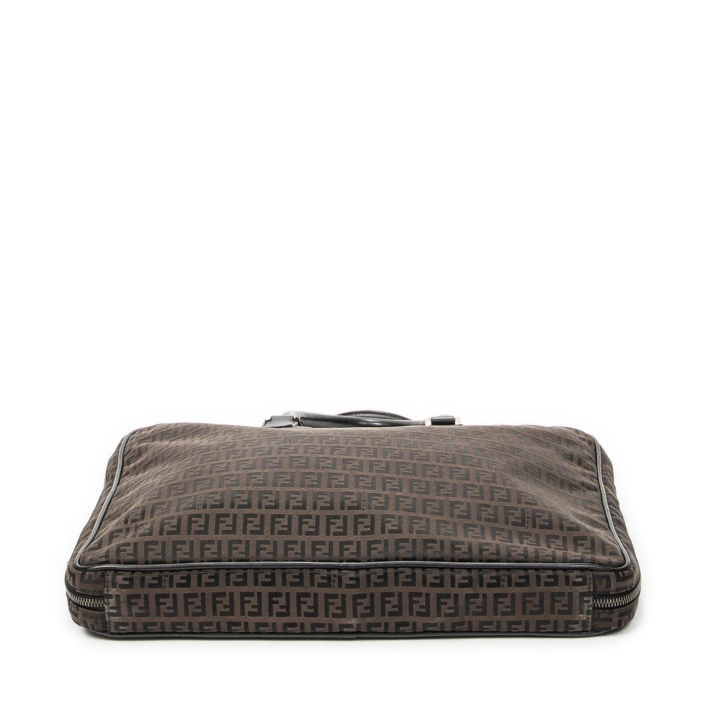 Fendi Vintage Briefcase Dark Brown Black Zucchino Canvas