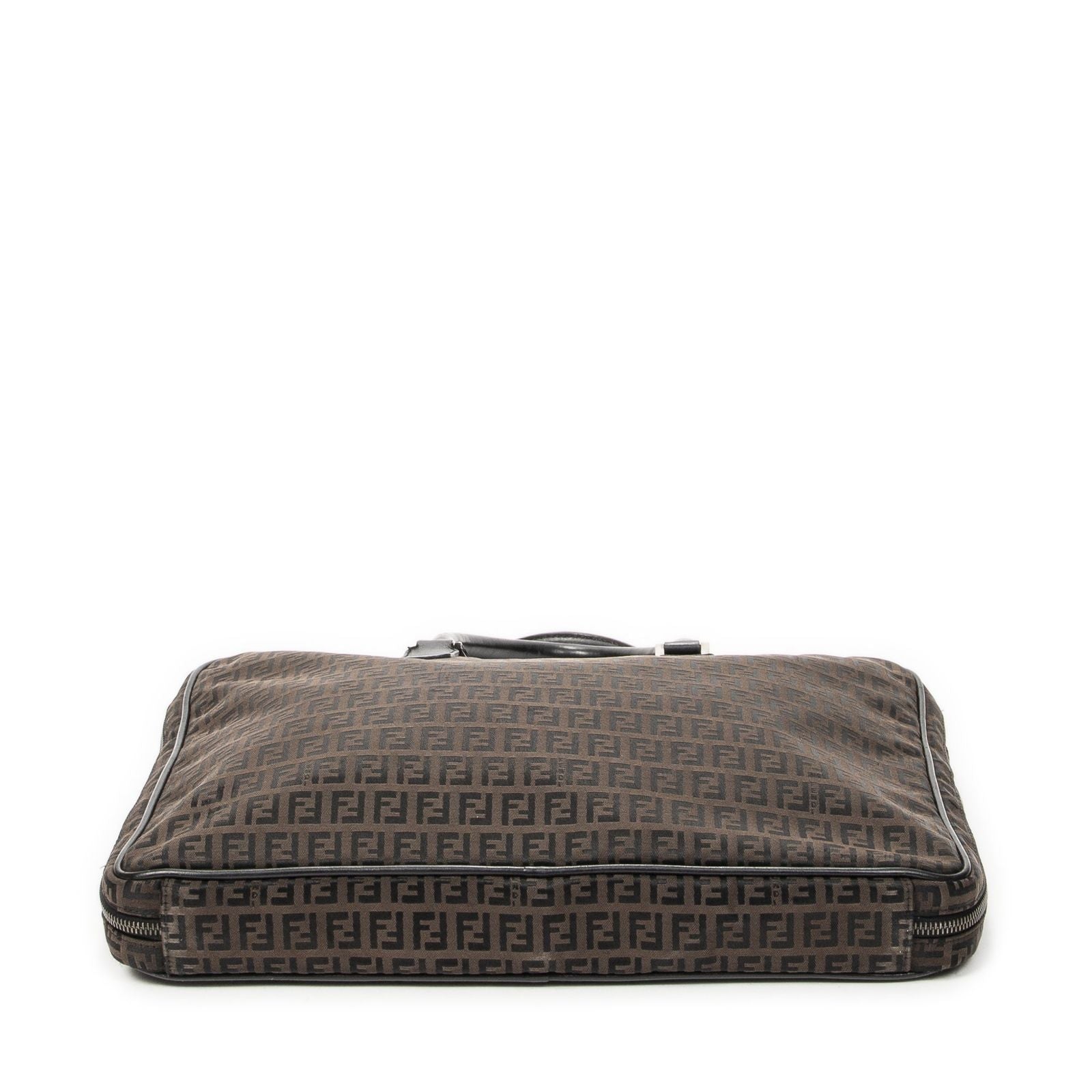 Fendi Vintage Briefcase Dark Brown Black Zucchino Canvas