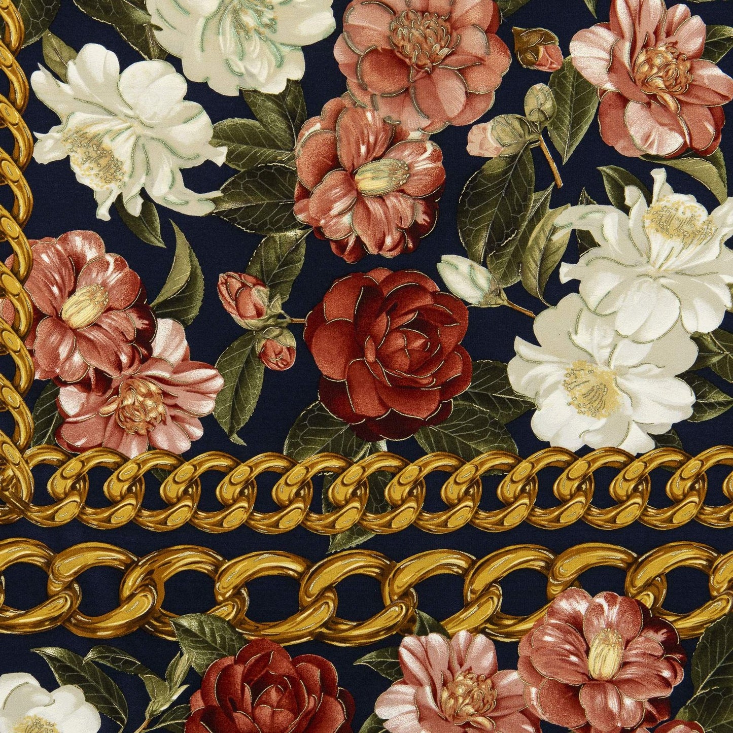 Chanel Scarf Navy Pink White Silk
