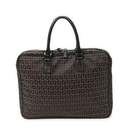 Fendi Vintage Briefcase Dark Brown Black Zucchino Canvas