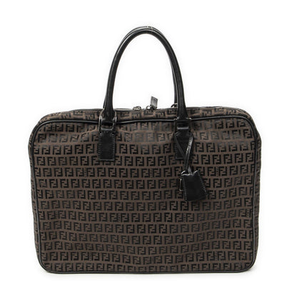 Fendi Vintage Briefcase Dark Brown Black Zucchino Canvas