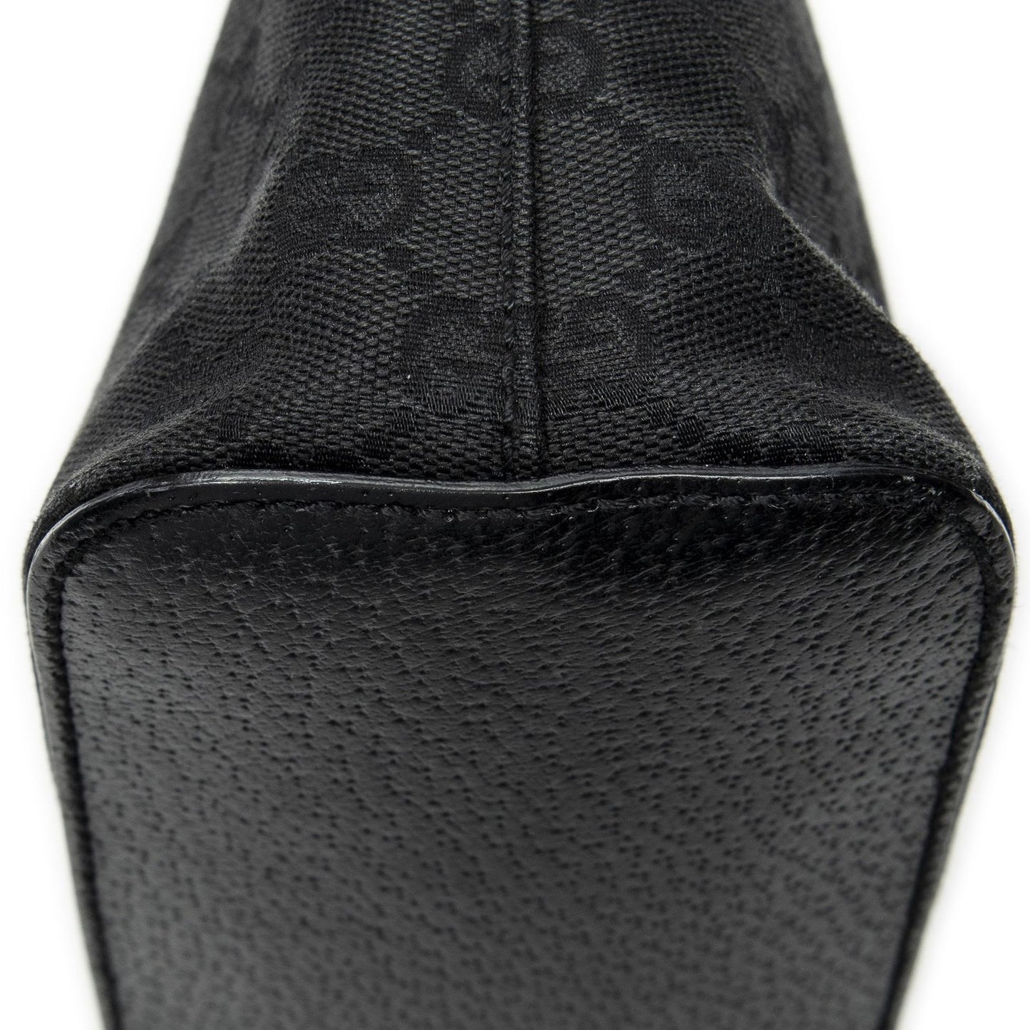 Gucci Ring Handle Zip Hobo Black GG Canvas