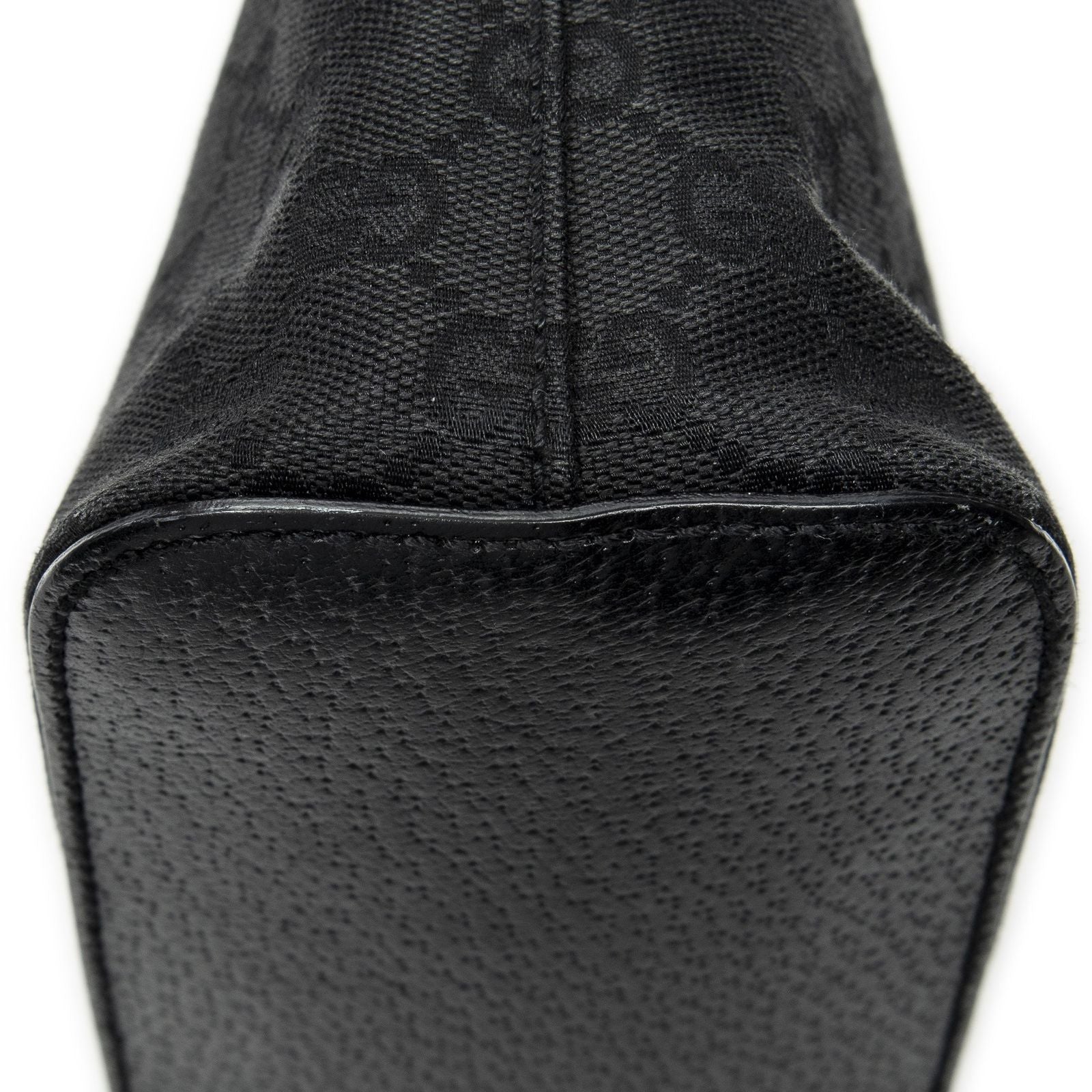 Gucci Ring Handle Zip Hobo Black GG Canvas