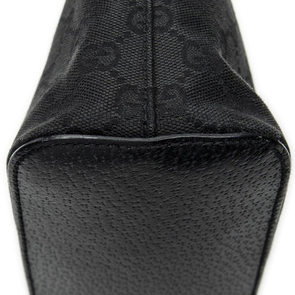 Gucci Ring Handle Zip Hobo Black GG Canvas