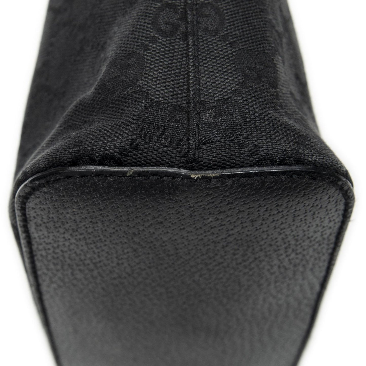 Gucci Ring Handle Zip Hobo Black GG Canvas