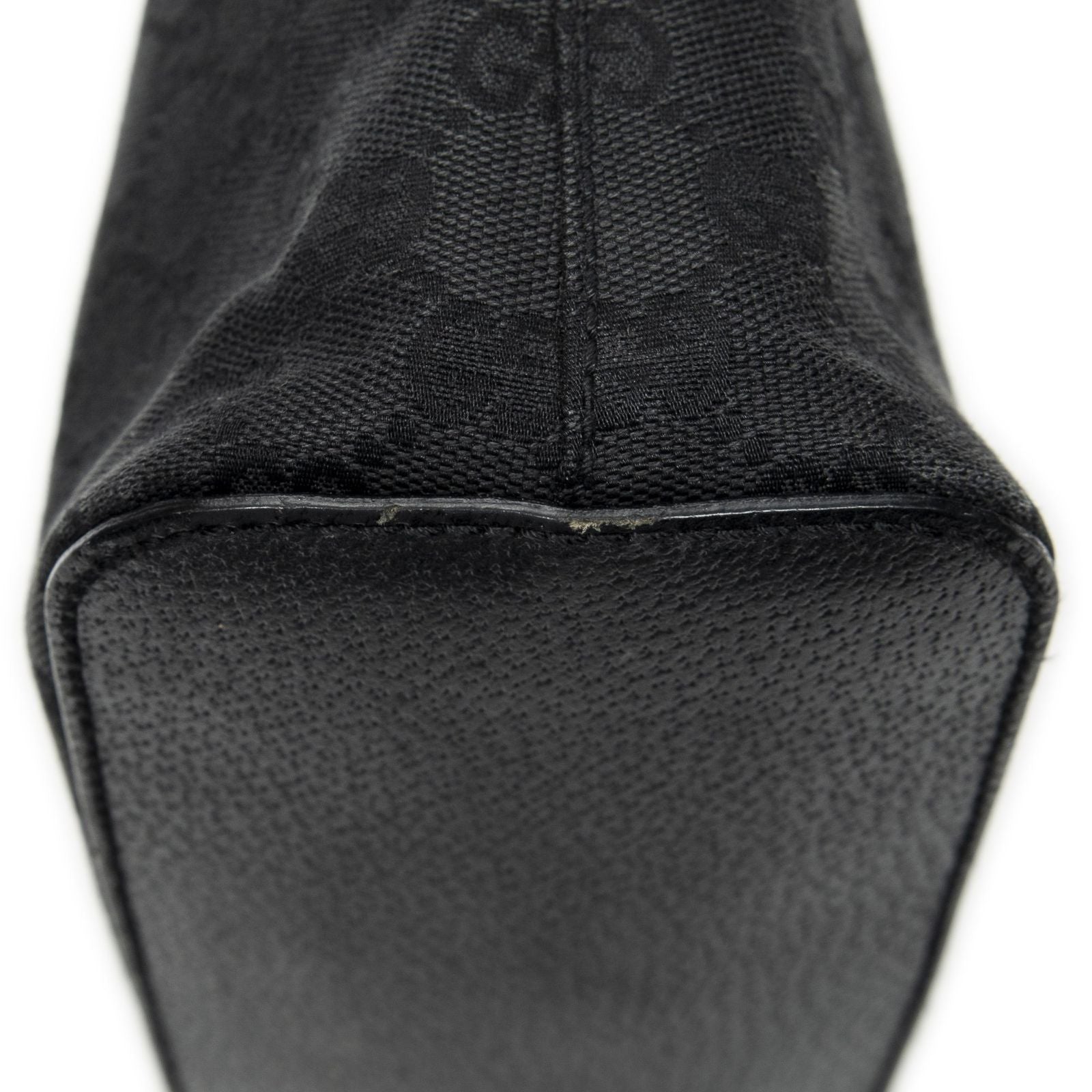 Gucci Ring Handle Zip Hobo Black GG Canvas