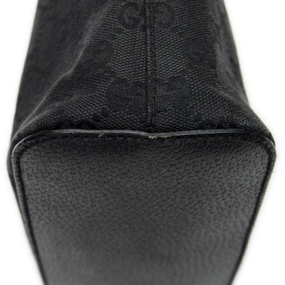 Gucci Ring Handle Zip Hobo Black GG Canvas