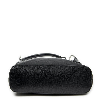 Gucci Ring Handle Zip Hobo Black GG Canvas