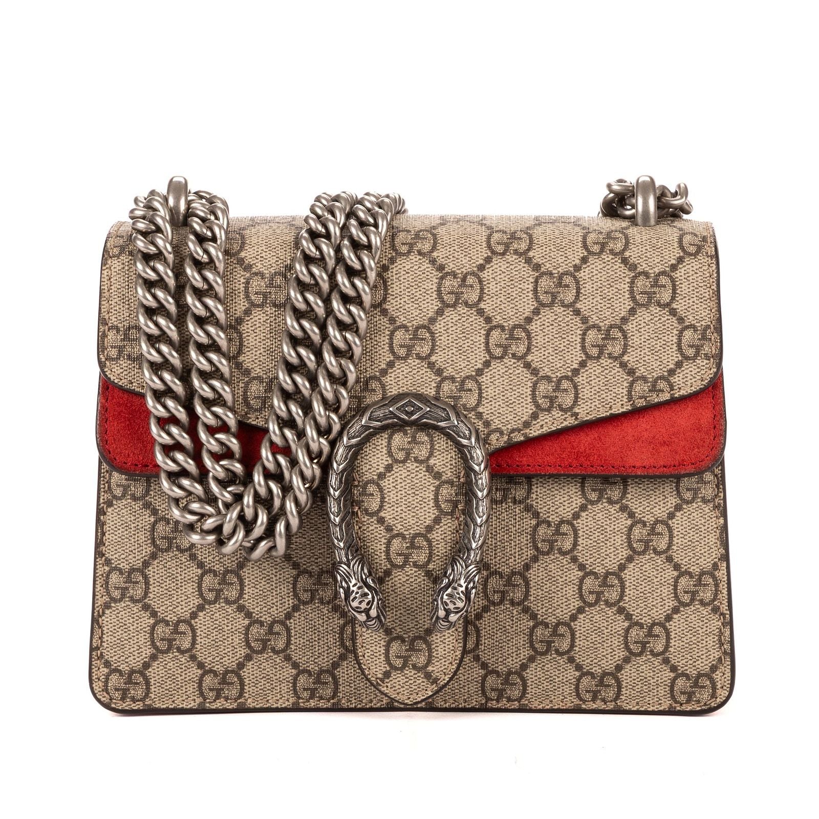 Gucci Dionysus Beige Red Supreme Canvas Suede