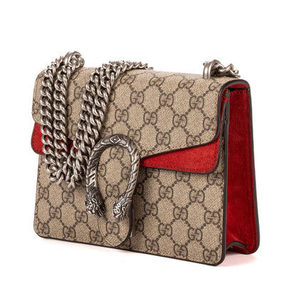 Gucci Dionysus Beige Red Supreme Canvas Suede